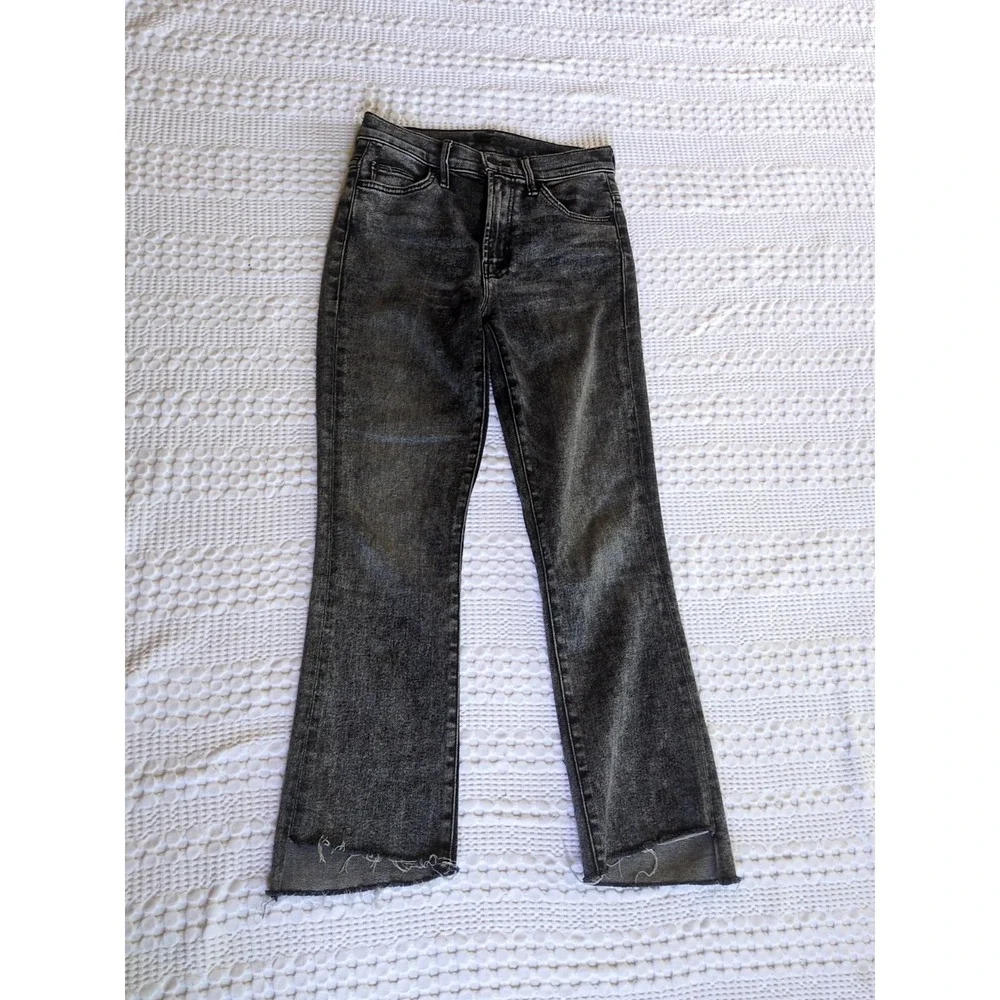 Mother The Insider Crop Step Fray Train Stops Size 25 Black Raw Hem‎